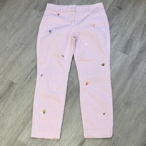 J. Crew Light Pink floral Embroidered Chino size 6